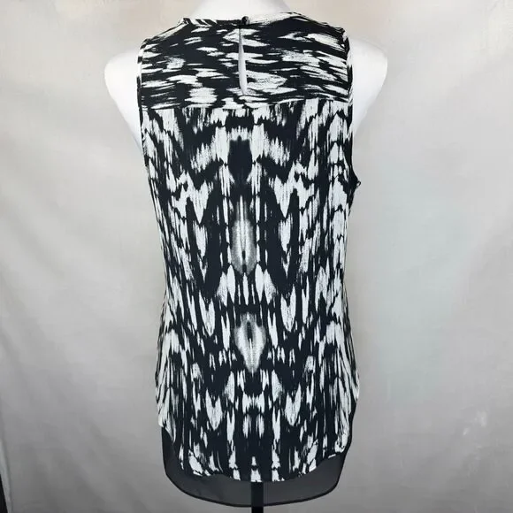 Violet & Claire Women Tank top Sz S Black White Round Neck Keyhole Sleeveless - Picture 4 of 8